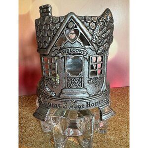 🏡 VTG 1996 Carson “Home Sweet Home” Candle Holder – Heavy Cast Metal – Cottage